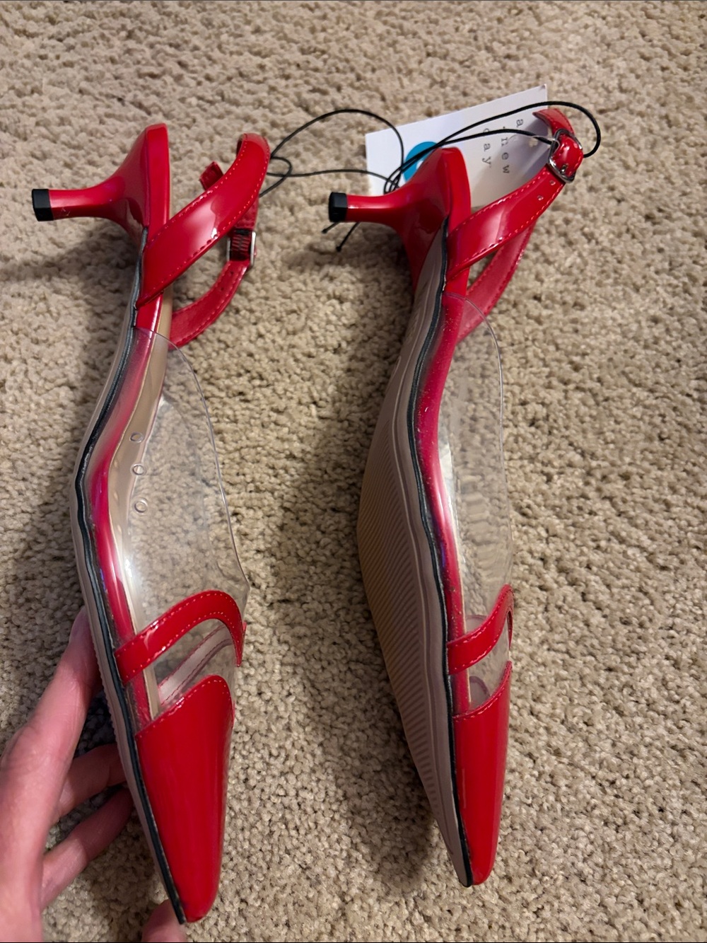 NWT A New Day Eleanor Red Heart Kitten Heel Slingback Sandal size 8 - Picture 5 of 10